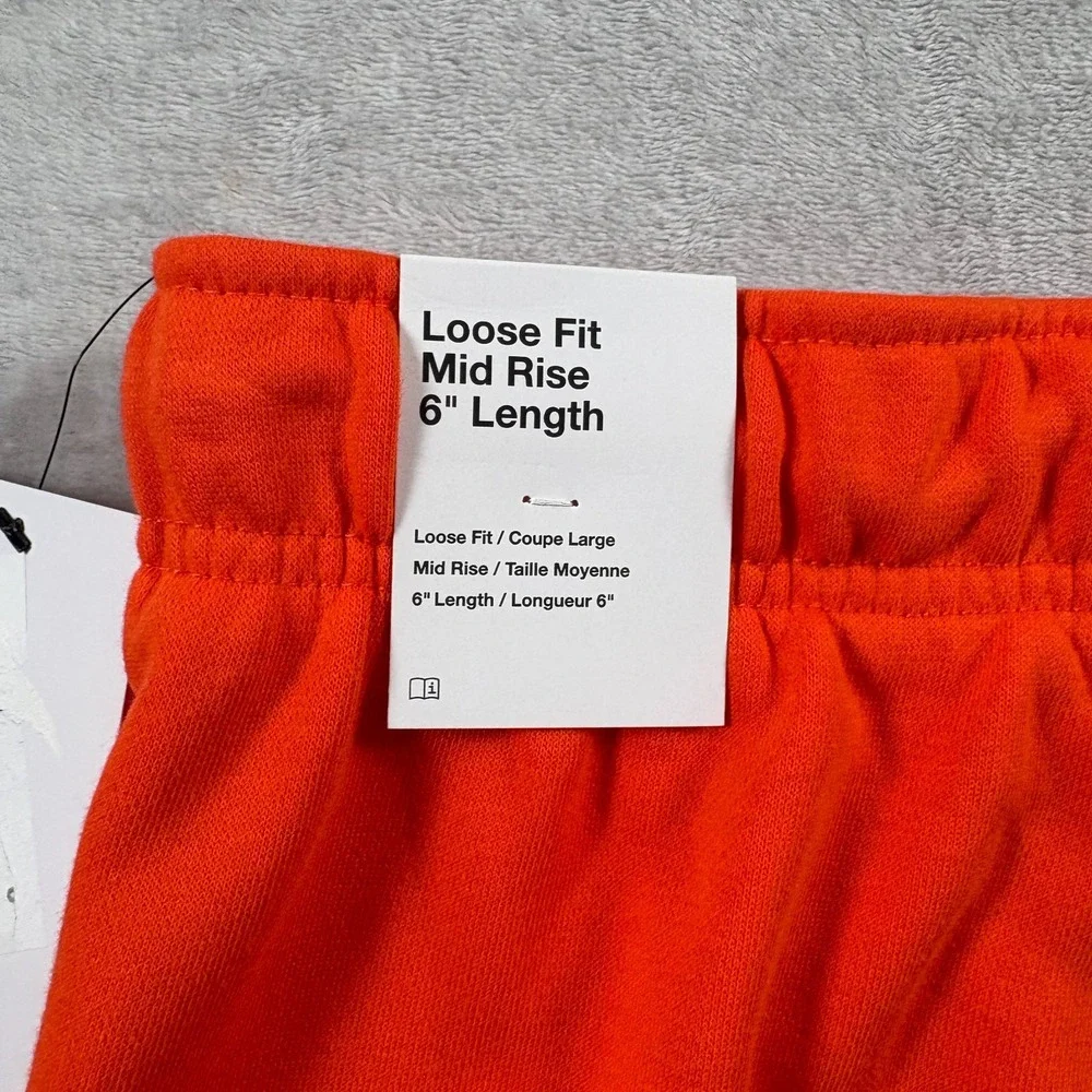 Nike WNBA Fleece Basketball Shorts Women Medium Orange Loose Fit Mid Rise Swoosh